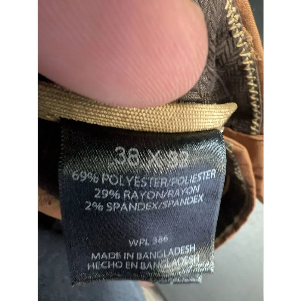 Haggar Pants Tan/ Brown Plain Weave (raw hem) Men's 38x32